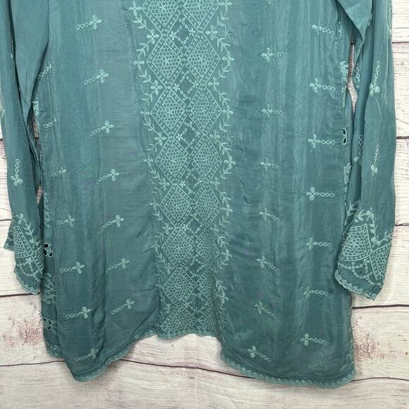 Johnny Was Open Eyelet Hooded Light Jacket Cover Up Size Small New - Picture 4 of 13